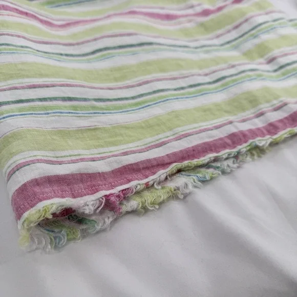 Tommy Bahama Tulum Linen Shift Dress S Coastal Resort Beach Striped Fringe - Picture 4 of 8